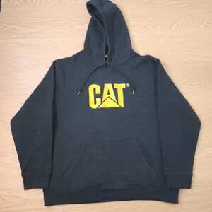 Caterpillar Hoodie Mens XXL 2XL S3 Logo Construction Workwear Black Sweatshirt
